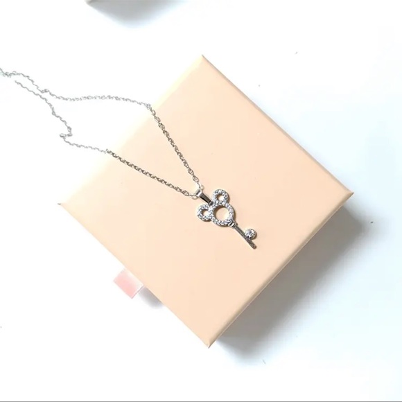 CRYSTAL Mickey Key ♡  Silver Necklace GIFT - Picture 4 of 4